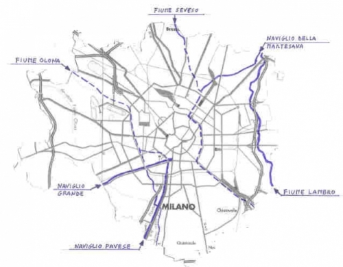 I Navigli aperti con il tracciato del Seveso, del Lambro e dell'Olona