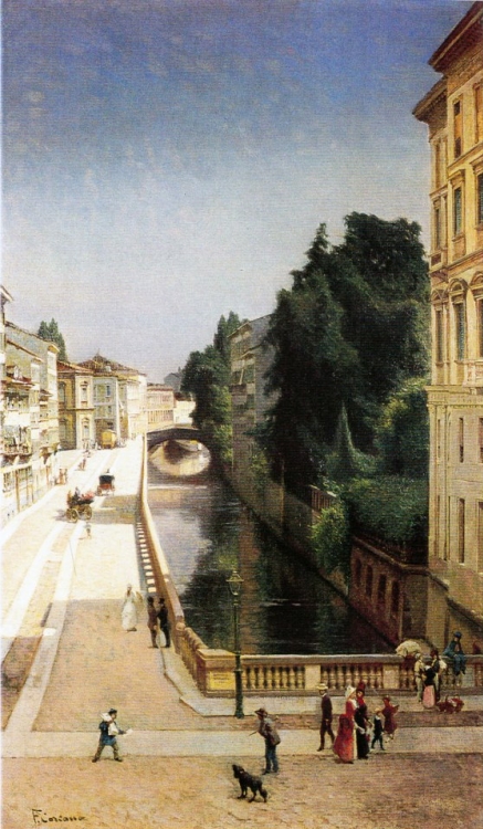 Filippo Carcano, Il Naviglio di via Senato, 1870, olio su tela.