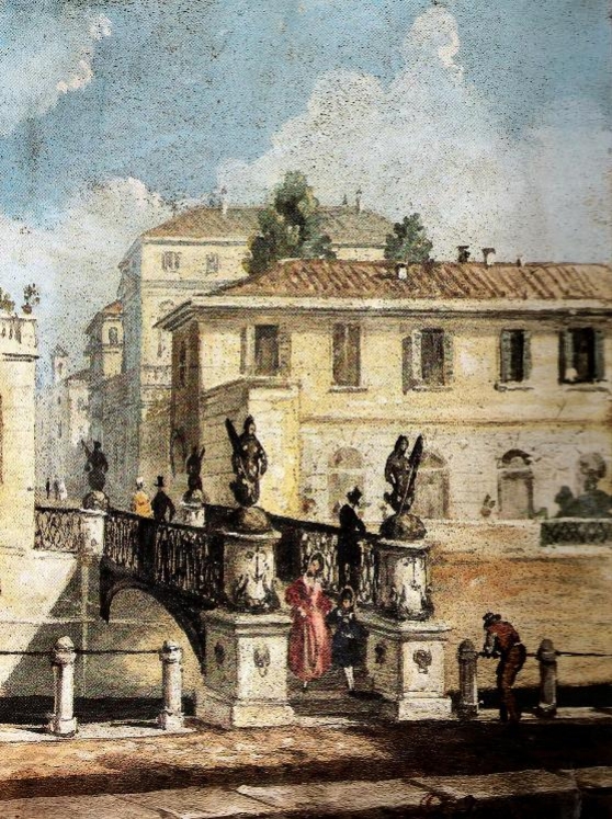 Angelo Inganni, Il ponte delle Sirenette sul Naviglio di San Damiano, collezione privata