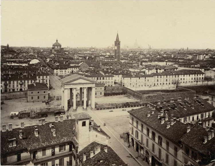1870 Panorama dal campanile di san Gottardo darsena ticinese