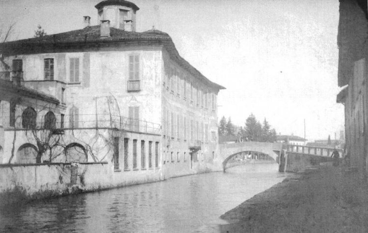 Villa Lecchi e il ponte sul Naviglio, 1892