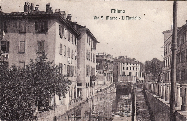 Il Naviglio lungo via San Marco nel tratto finale verso il ponte delle Gabelle