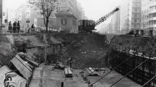 Lavori di chiusura del Naviglio Martesana, via Melchiorre Gioia - Via Edolo, anni '60